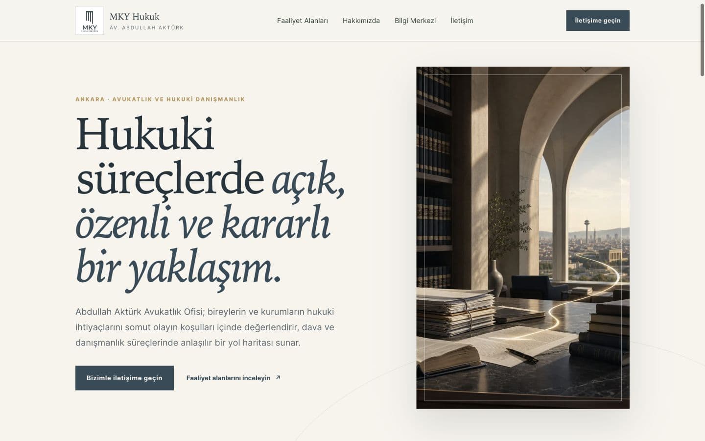 MKY Hukuk Bürosu web sitesi ana sayfası